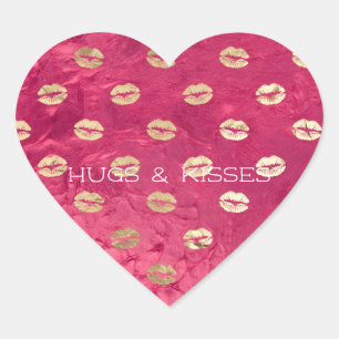 Red Pink Glam Gold Lips  Heart Sticker