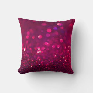 Red Pink Glitter: Abstract Bokeh Cushion