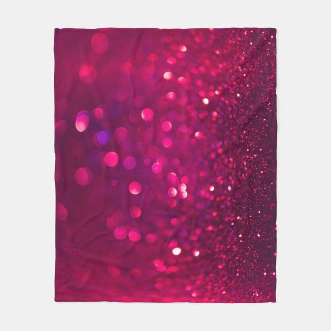 Red Pink Glitter: Abstract Bokeh Fleece Blanket (Front)