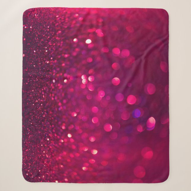 Red Pink Glitter: Abstract Bokeh Sherpa Blanket (Front)