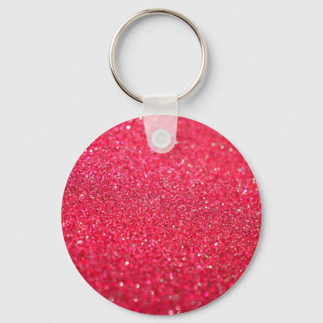 Red Pink Glitter Custom Item Key Ring (Front)