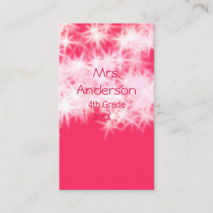 Red pink glitter sparkle Back to school teacher ap Business Card