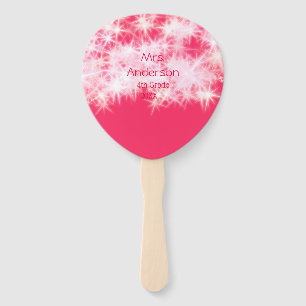 Red pink glitter sparkle Back to school teacher ap Hand Fan