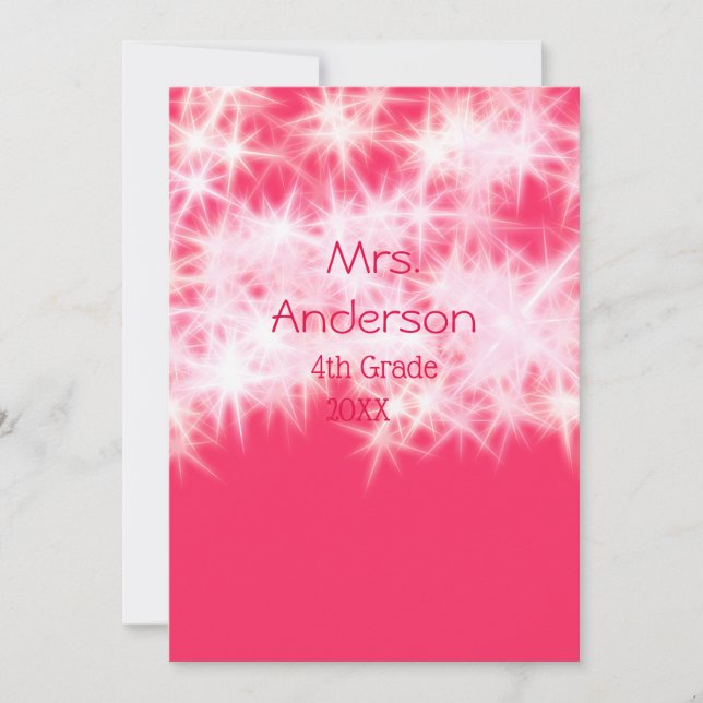Red pink glitter sparkle Back to school teacher ap Invitation (Front)