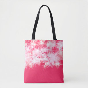 Red pink glitter sparkle Back to school teacher ap Tote Bag