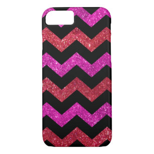 Red Pink Glitter Zigzag Pattern iPhone 8/7 Case