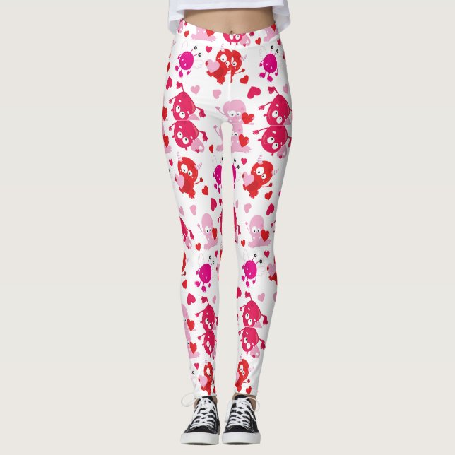 Red Pink Gnome Christmas Women Leggings (Front)