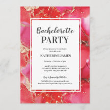 Red Pink Gold Bachelorette Party Invitation