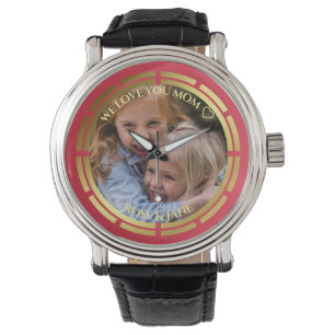 Red Pink Gold Frame Love Message Photo Template Watch