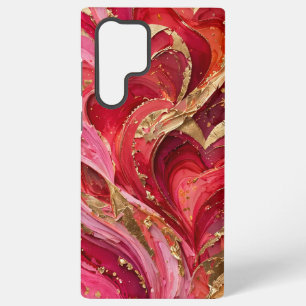 Red & Pink Gold Marble Samsung Galaxy S22 Ultra Case