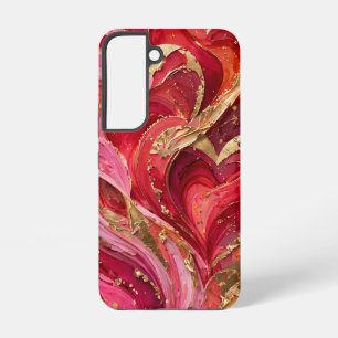 Red & Pink Gold Marble Swirl Samsung Galaxy S22 Ca Case