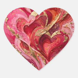 Red & Pink Gold Swirl Party Sticker