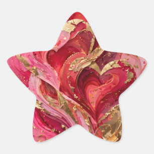 Red & Pink Gold Swirl Party Sticker