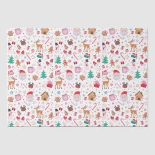 Red Pink Green Christmas Santa Winter Wonderland Tissue Paper