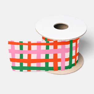 Red Pink Green Stripes Satin Ribbon