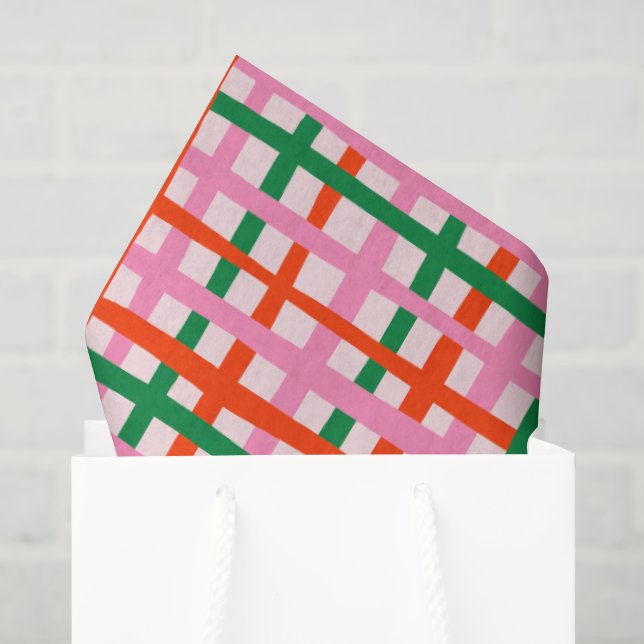 Red Pink Green Stripes Tissue Paper (Gift Bag)