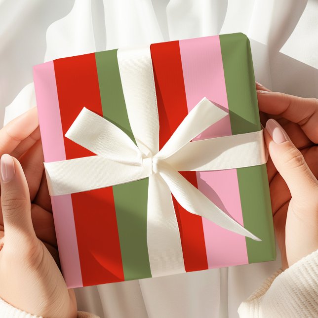 Red Pink Green Stripes Wrapping Paper (Creator Uploaded)