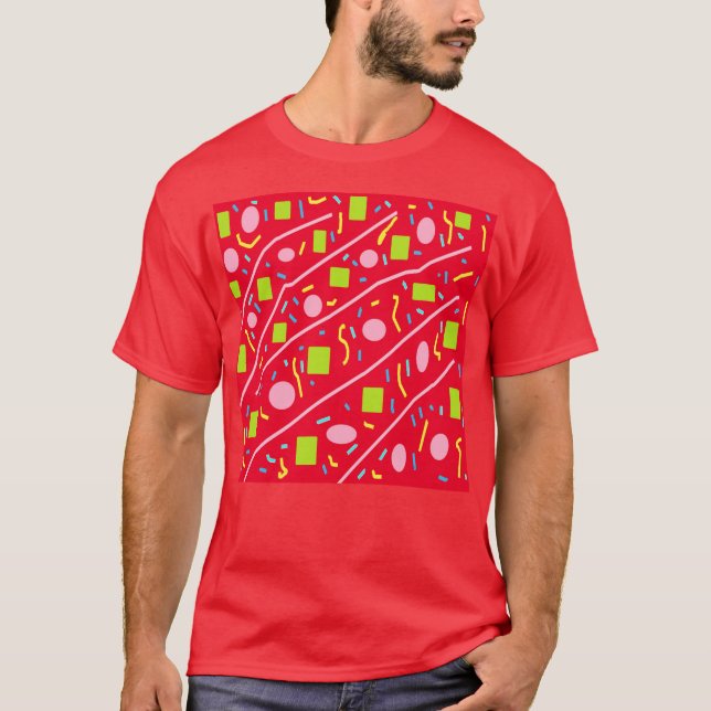 Red pink green tiny squares T-Shirt (Front)