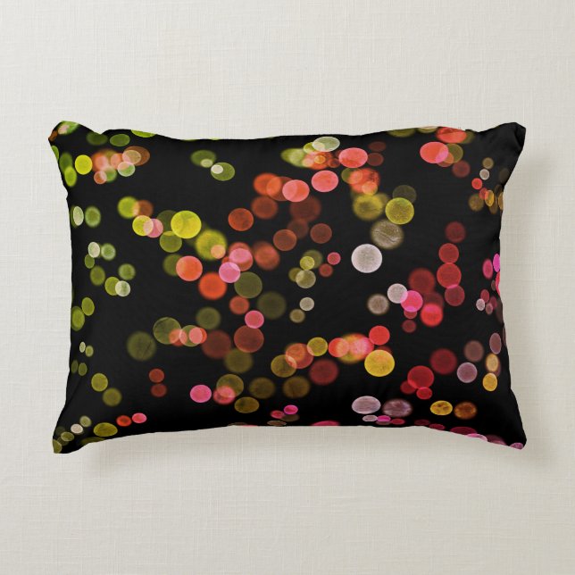 Red Pink Green Yellow Abstract Bubble Pattern Decorative Cushion (Front)