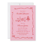 Red Pink Handwritten Bow Frame Bridal Shower