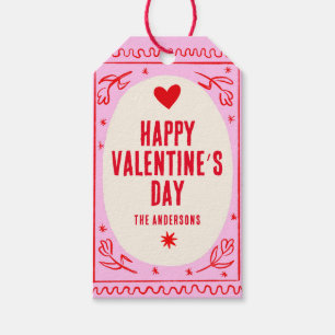Red Pink Heart Happy Valentine’s Day  Gift Tags