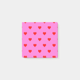 Red Pink Heart Pattern Retro Chic Post-it Notes