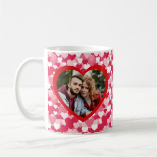 Red & Pink Heart Pattern Two Photo Personalized  Coffee Mug