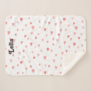 Red & pink heart personalised baby name blanket