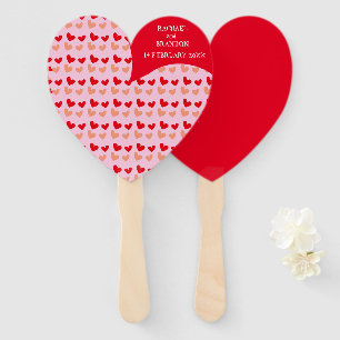 red pink heart program hand fans