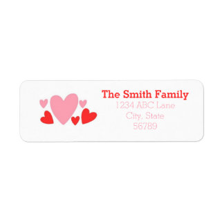 Red & Pink Heart Return Address Label