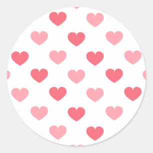 Red & Pink Heart Seamless Pattern, Valentine's Classic Round Sticker