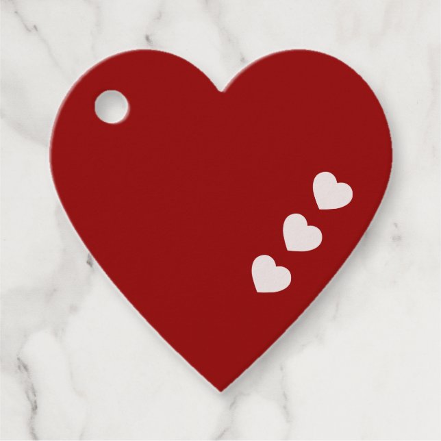 Red Pink Heart Shape Favour Tags (Front)