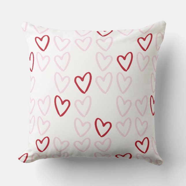 Red & Pink Heart Throw Pillow (Front)