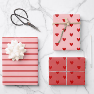 Red pink heart Valentine’s Day Wrapping Paper Sheet