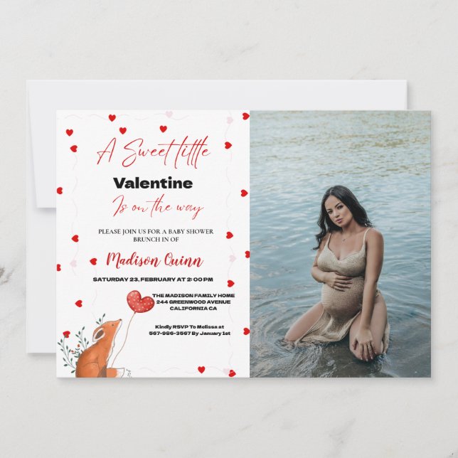 Red Pink Heart Valentine's Day  Baby Shower Invitation (Front)