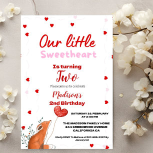 Red Pink Heart Valentine's Day Sweetheart Birthday Invitation
