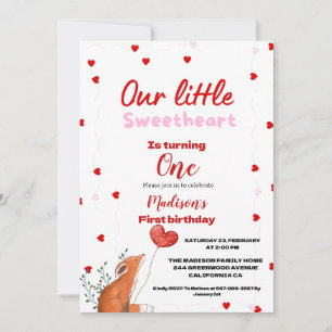 Red Pink Heart Valentine's Day Sweetheat  Birthday Invitation