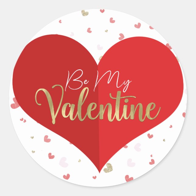 Red & Pink Heart Valentine's Party Classic Round Sticker (Front)