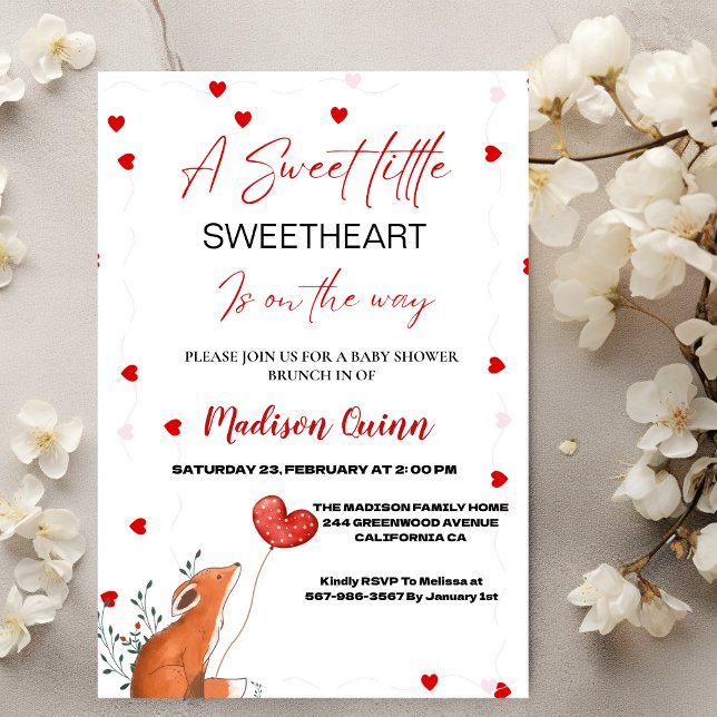 Red & Pink Heart ValentineSweetheart Baby Shower Invitation (Creator Uploaded)