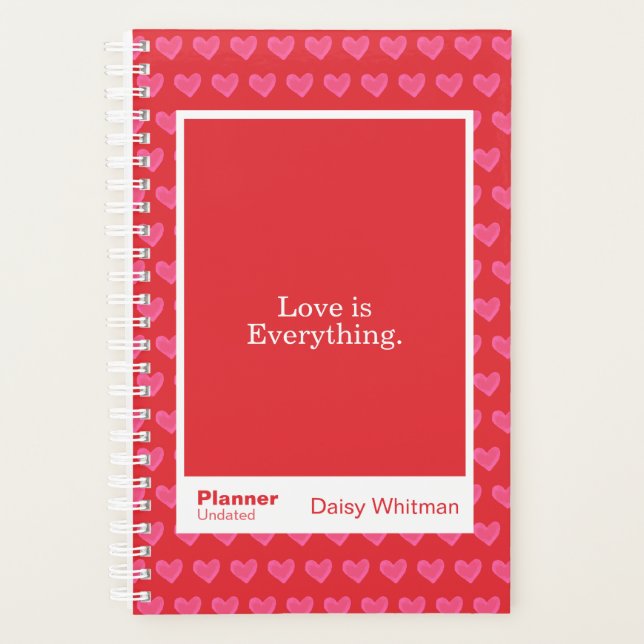 Red & Pink Hearts Block Quote | Fully Customizable Planner (Front)