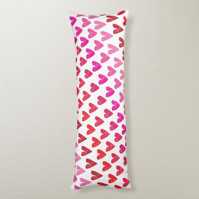 Red & Pink Hearts Body Cushion (Back (Vertical))