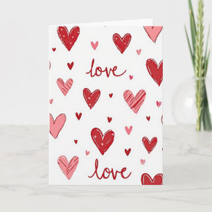 Red Pink Hearts Love Card