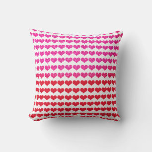 Red Pink Hearts Rose Gold Pattern Ombre 2022 Cushion