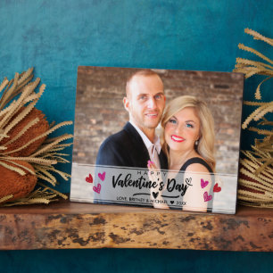 Red Pink Hearts Scribbled Valentine's Day Photo Plaque