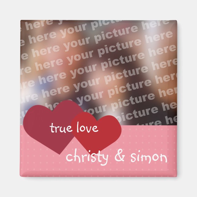 Red pink hearts true love custom photo valentine magnet (Front)
