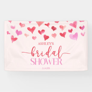Red Pink Hearts Valentine Bridal Shower Party Banner