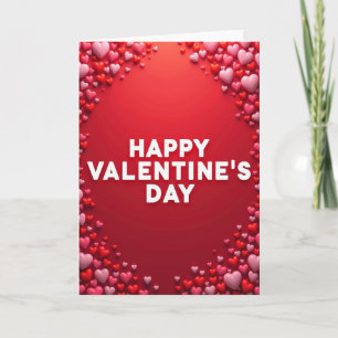 Red Pink Hearts Valentine Card