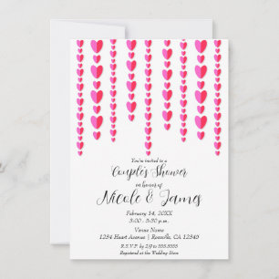Red Pink Hearts Valentine Couple's Wedding Shower  Invitation
