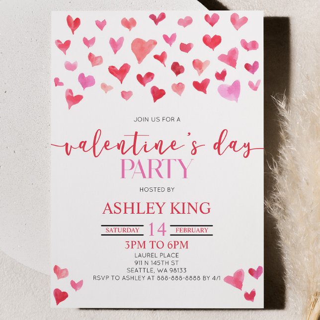 Red Pink Hearts Valentine's Day Invitation (Creator Uploaded)
