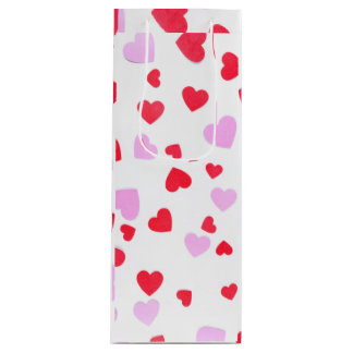 Red Pink Hearts Wine Gift Bag